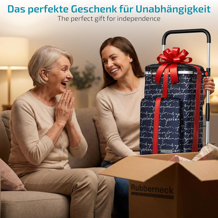 Rubberneck Einkaufstrolley - Klappbarer Einkaufswagen - Kühlfach - Höhenverstellbarer Griff - Blau,