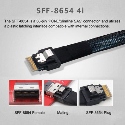 chenyang CY SFF-8611 auf SFF-8654 Kabel,OCuLink PCIe PCI-Express SFF-8611 8x 8-Lane auf 2 SFF-8654 S