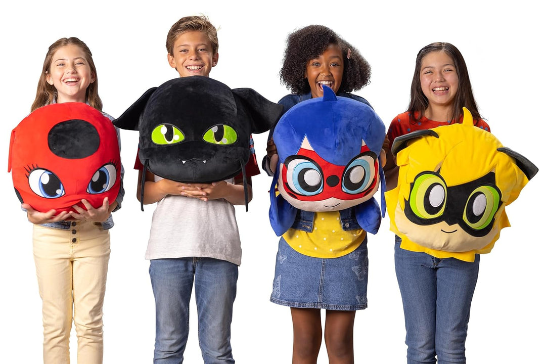 Miraculous Ladybug - Huggie Hideaway Plagg, 16.5-inch Black Plush Pillow, Super Cute Soft Stuffed To
