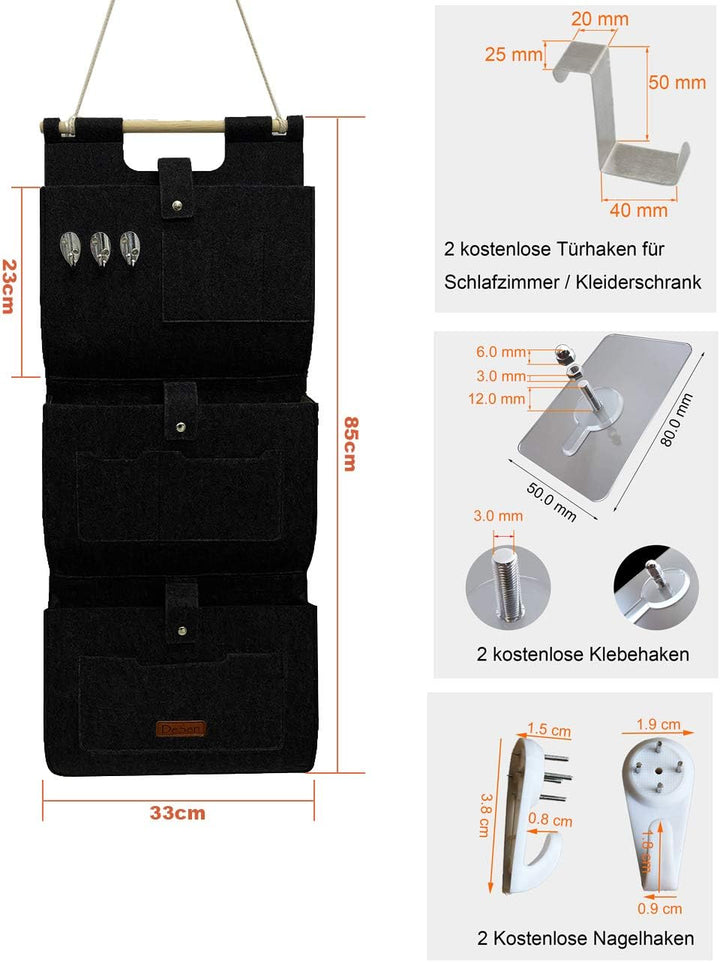 DeSen Hängeorganzier für Tür und Wand, Home-Organizer zum Aufhängen, Wandtasche, Untensilientasche,