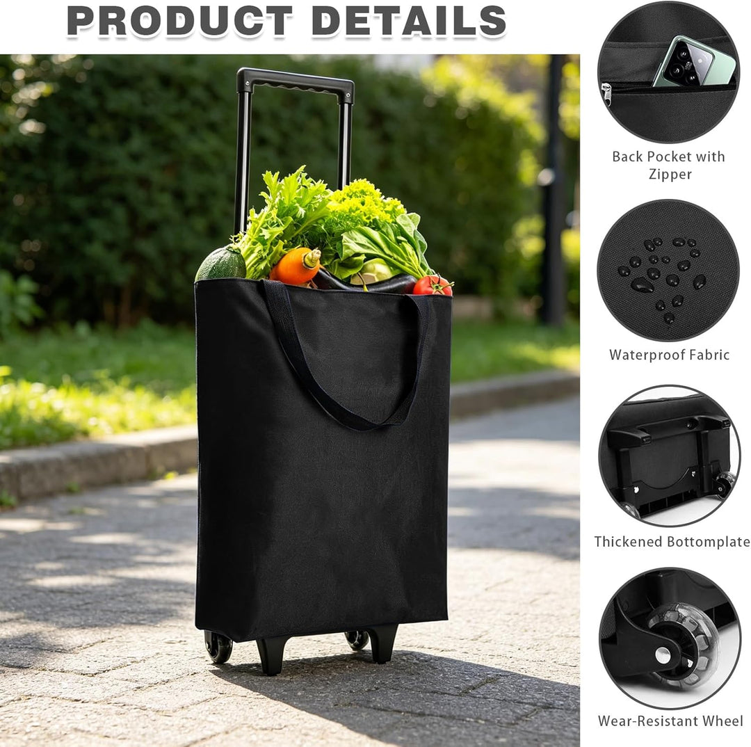 Chingcoo 2-in-1 Einkaufstrolley Klappbar 30L Gross – Leichter Shopping Trolley auf Rollen mit Tasche