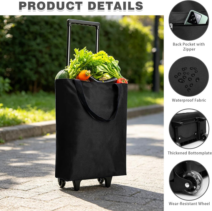 Chingcoo 2-in-1 Einkaufstrolley Klappbar 30L Gross – Leichter Shopping Trolley auf Rollen mit Tasche