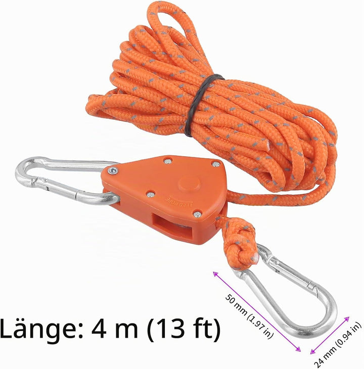 10 Stück 4m x 4mm Reflektierend Abspannseile mit Seilspanner, Nylon Seilratsche mit Haken, Seilaufhä