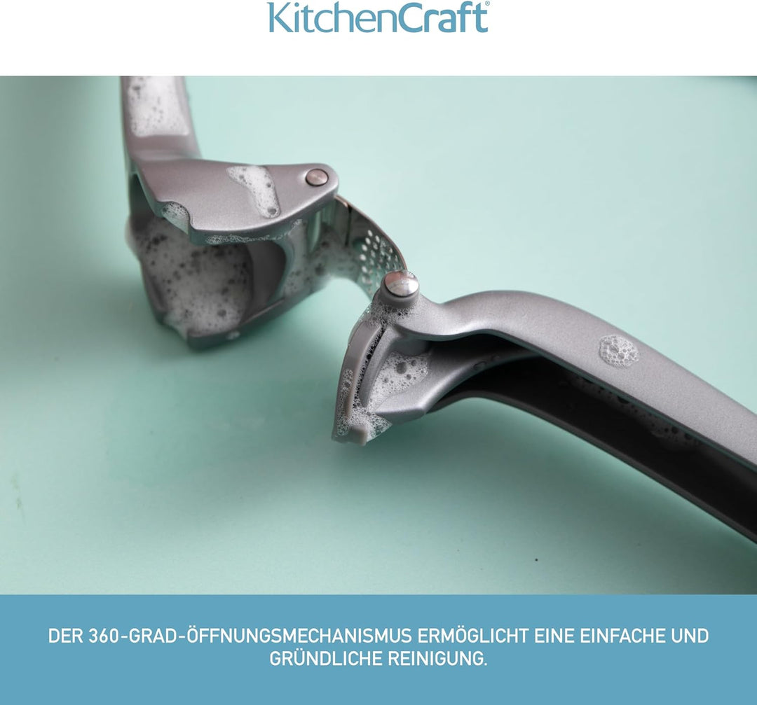KitchenCraft Knoblauchpresse, leicht zu reinigen, Zerkleinerer und Presse für Knoblauchzehen, mit 36