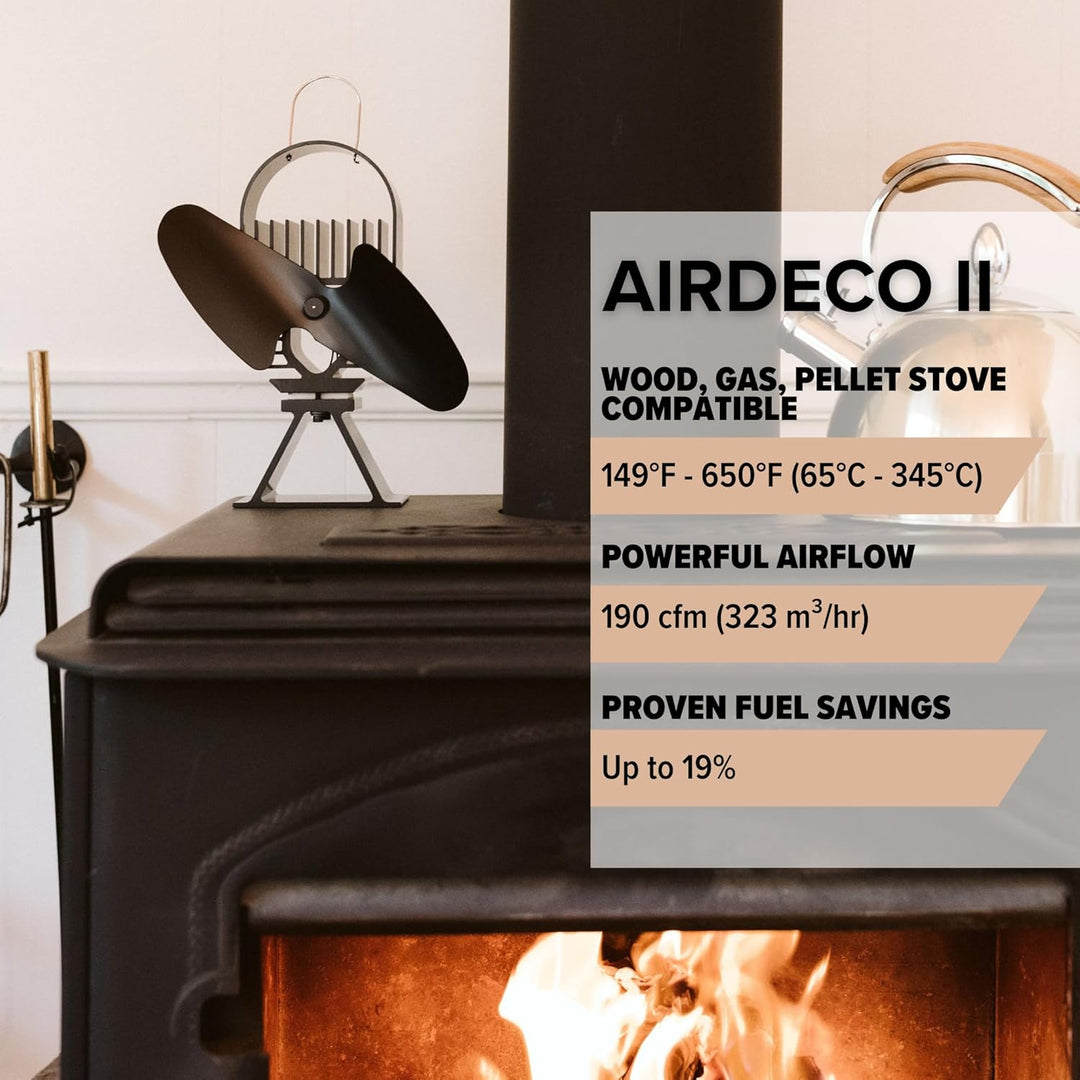 Ecofan® AirDeco II Ofenventilator mit überlegener Leistung, wärmebetrieben, moderner Stil, niedrige