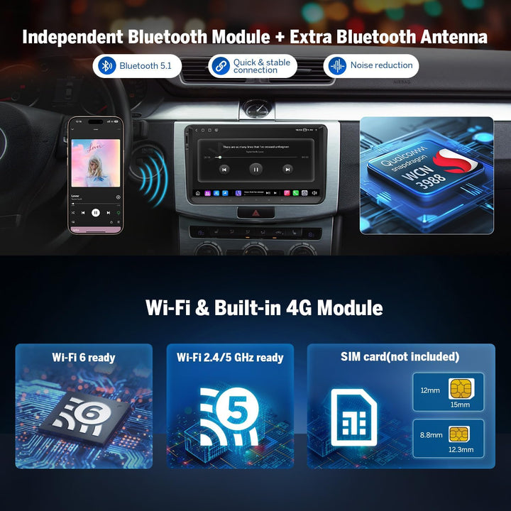 Eonon 9 Zoll Autoradio für Volkswagen SEAT Skoda Polo Golf V/VI Android 13 8+128GB 4G CarPlay Androi