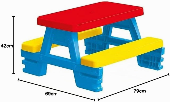 Dolu 8690089030085 3008 Picknicktisch für 4 Personen 1, Small Rot , Gelb , Blau, Rot , Gelb , Blau