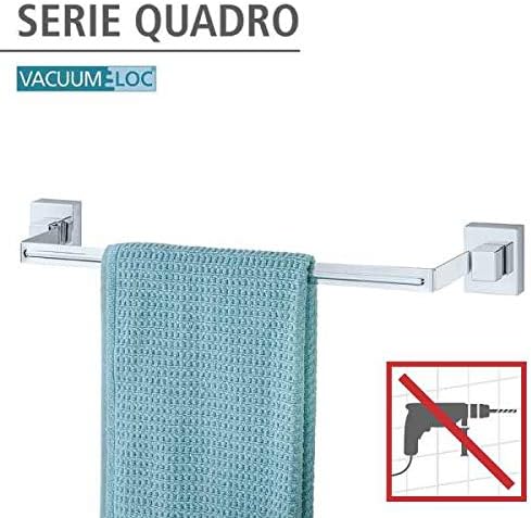 WENKO Vacuum-Loc Wand Handtuchhalter Quadro, Bad Handtuchstange, Befestigen ohne Bohren, Rostfreier