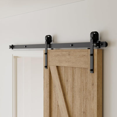 167cm/5.5FT Schiebetürbeschlag Set Schiebetürsystem Zubehörteil für Schiebetüren Innentüren, Schwarz