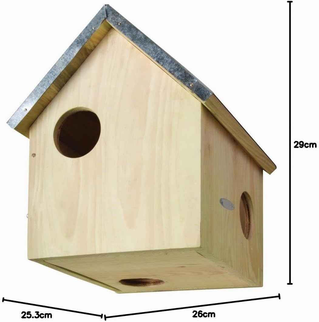 Esschert Design Futterhaus, Futterstation für Eichhörnchen mit Metalldach, DREI Eingänge, ca. 25,3 c