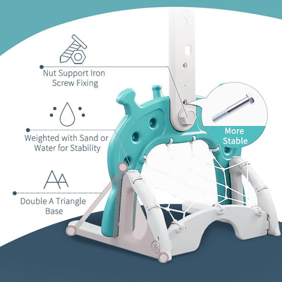 Kinder Basketballkorb Set |4 in 1 höhenverstellbarer Basketballständer & Fussballtor Golfspiel Ringw