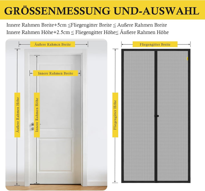 fowong Fliegengitter Balkontür Magent 200x210cm,Breiteres Klettband | Neues Nanogitter mit 10xReissf