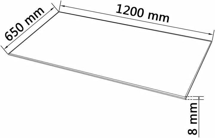 vidaXL Tischplatte Gehärtetes Glas 1200x650mm Glasplatte für Esstisch Tisch 120 x 65 cm Transparent,