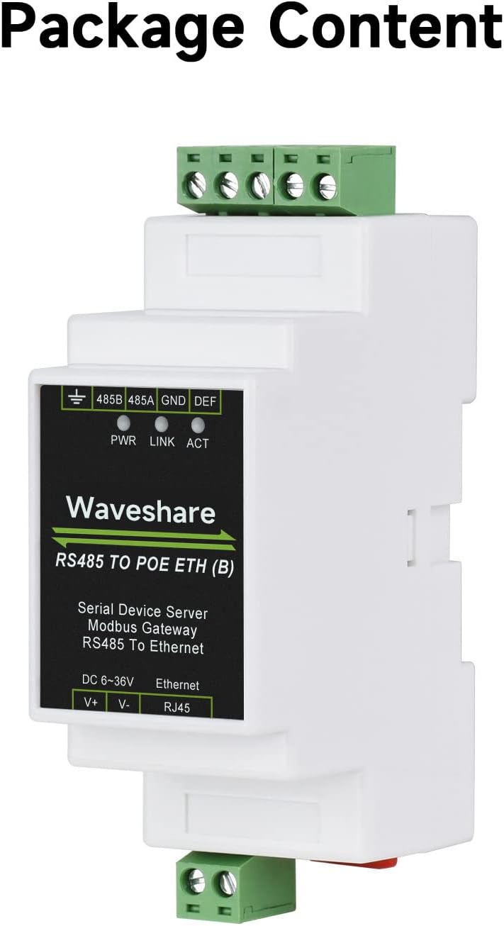 Waveshare RS485 zu RJ45 Ethernet Industrial Serial Server Modbus Gateway TCP/IP zu Serieller Rail-Mo