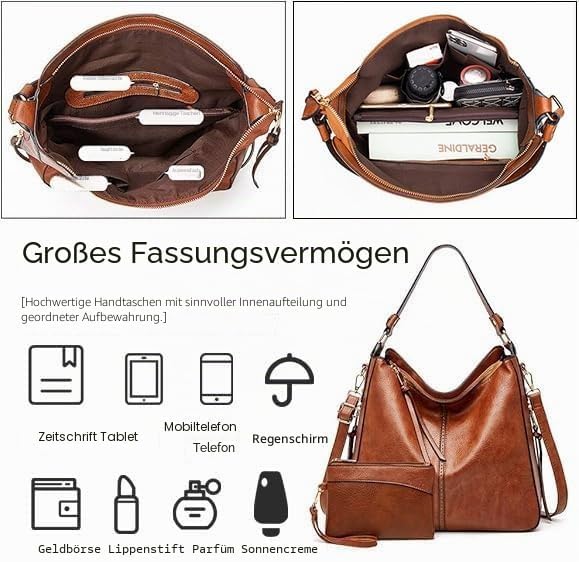 Lifetooler Handtaschen Set Gross Leder Tasche Schultertasche Hobo Taschen Damen Portemonnaie Geschen