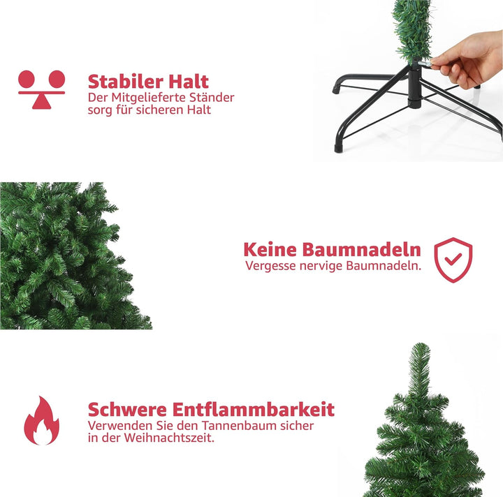 Weihnachtsbaum künstlich grün - Tannenbaum Christbaum 180 cm - täuschend echt Weihnachten (Tannenbau