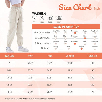 Rolanko Kinder Cargo Hose Elastische Taille Jogger Tanz Hose für Mädchen Streetwear Hip Hop Beige 8-