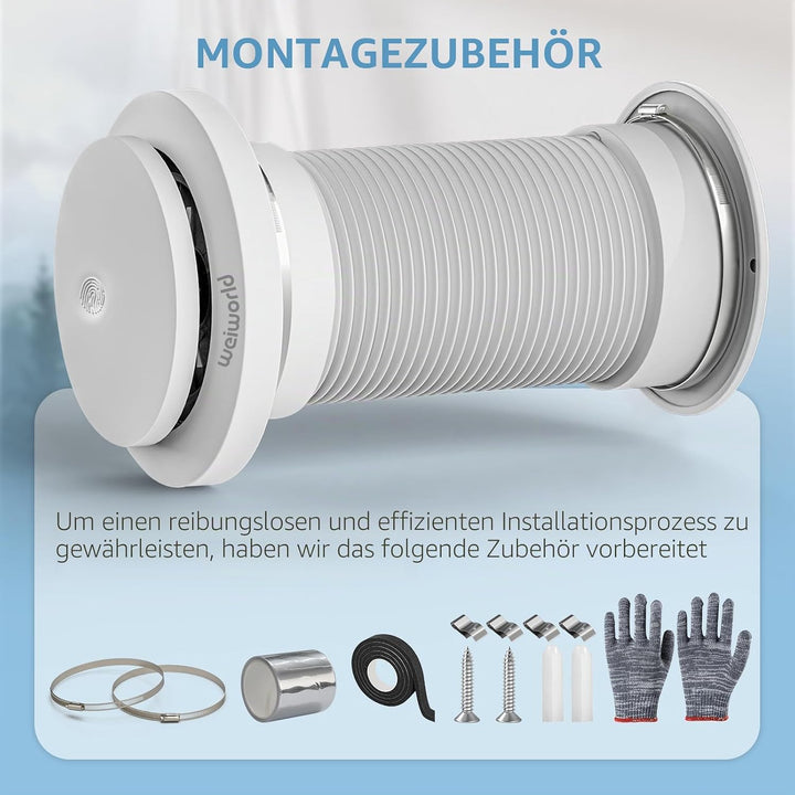 100 mm passives Lüftungsgitter für eine kühle energieeffiziente Umgebung, mit Teleskoprohr aus Alumi