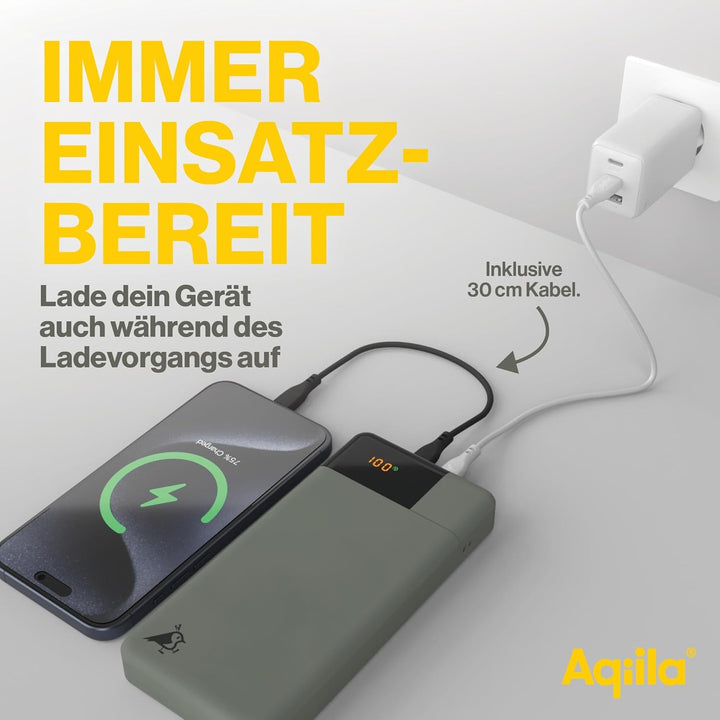 Powerbank 20000mAh, 20W, LCD-Display, 2X USB-C, 1x USB-A, tragbares Ladegerät, Pass-Through-Laden, l
