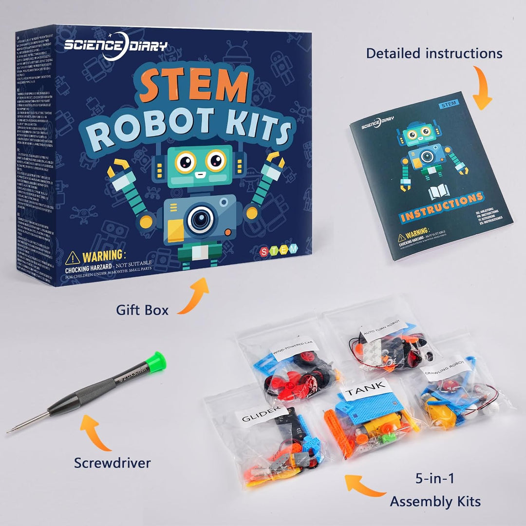 STEM Spielzeug Roboter Bausatz für Kinder - Technik-Experimente mit Motor & Werkzeug, Lernspielzeug
