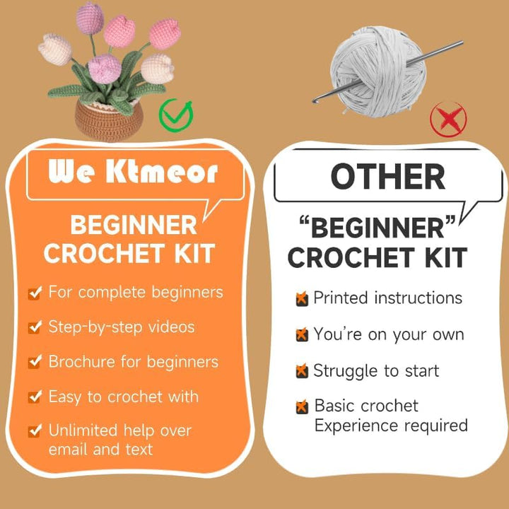 Ktmeor Häkel-kit für Anfänger, Häkel-Set für Absolute Neulinge mit Schritt-für-Schritt-Videoanleitun