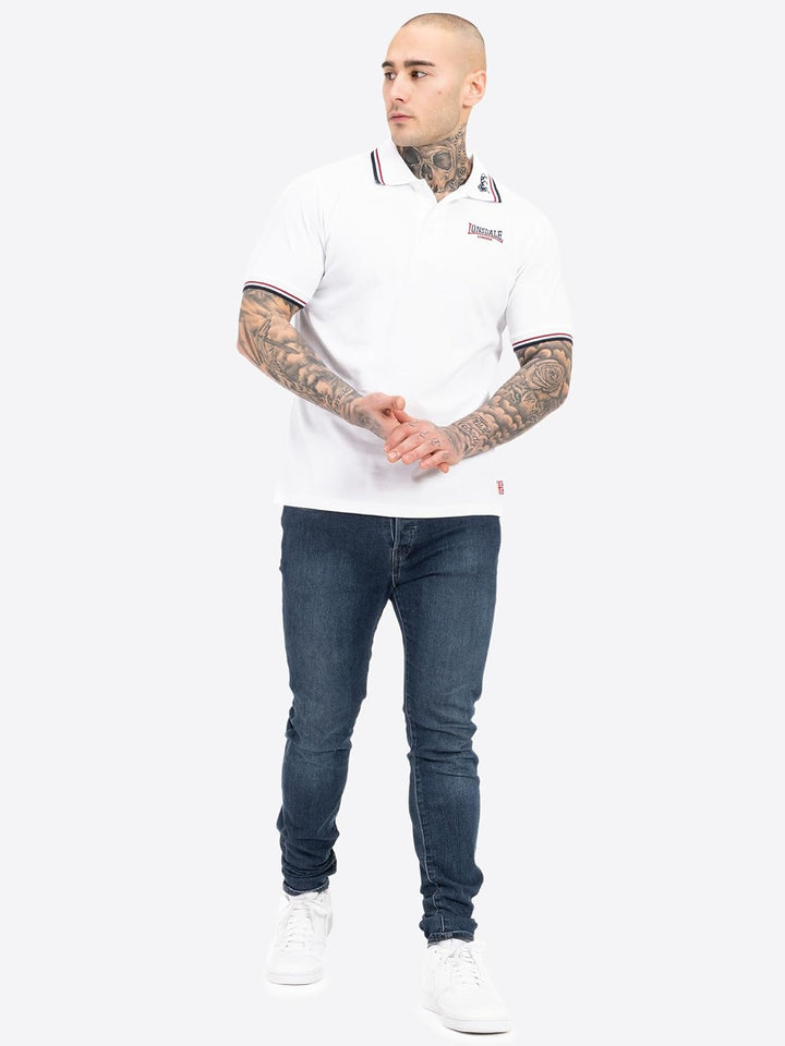 Lonsdale Herren Poloshirt schmale Passform Lion White/Dark Red/Navy XXL, White/Dark Red/Navy XXL
