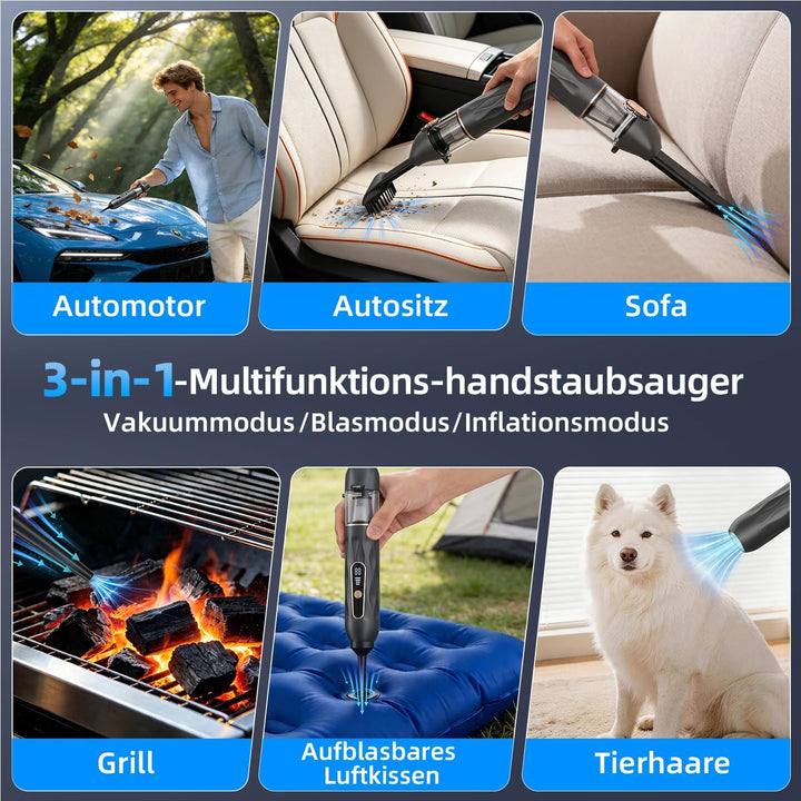 Ombrex 20000pa Handstaubsauger Akku, 3 IN 1 Auto Staubsauger Stark mit 4 Saugmodi, Portable Vacuum C