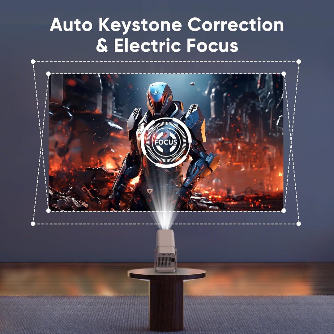 Portable Mini Beamer - Unterstützt 4K 1080P | Auto Trapezkorrektur | 270° Drehung Tragbarer Heimkino