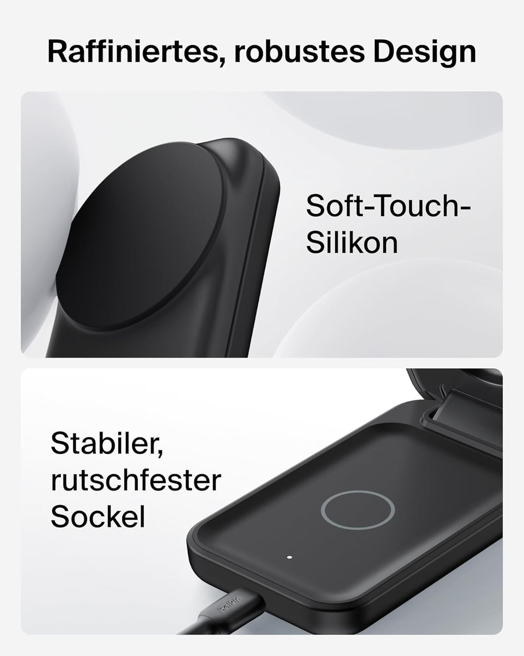 Belkin UltraCharge 3 in 1 Ladestation mit Qi2.2, 25W, Ladegerät MagSafe Kompatibel, Induktive Ladest