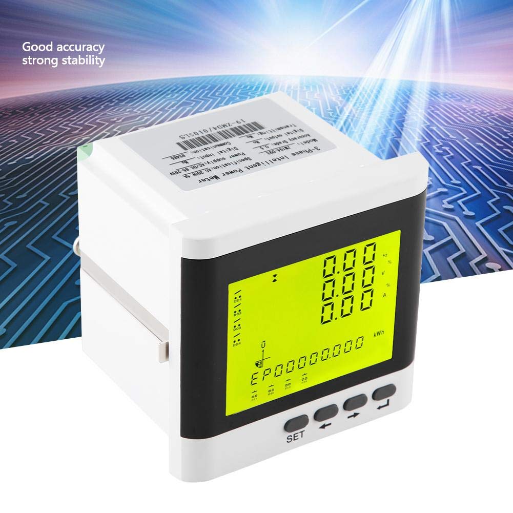 Oumefar Multifunktionales dreiphasiges programmierbares elektrisches Watt Wirkleistungsmessgerät Vol