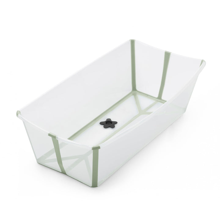 Stokke Flexi Bath XL, Transparent Green –Geräumige faltbare Babybadewanne – Leichte Konstruktion & e