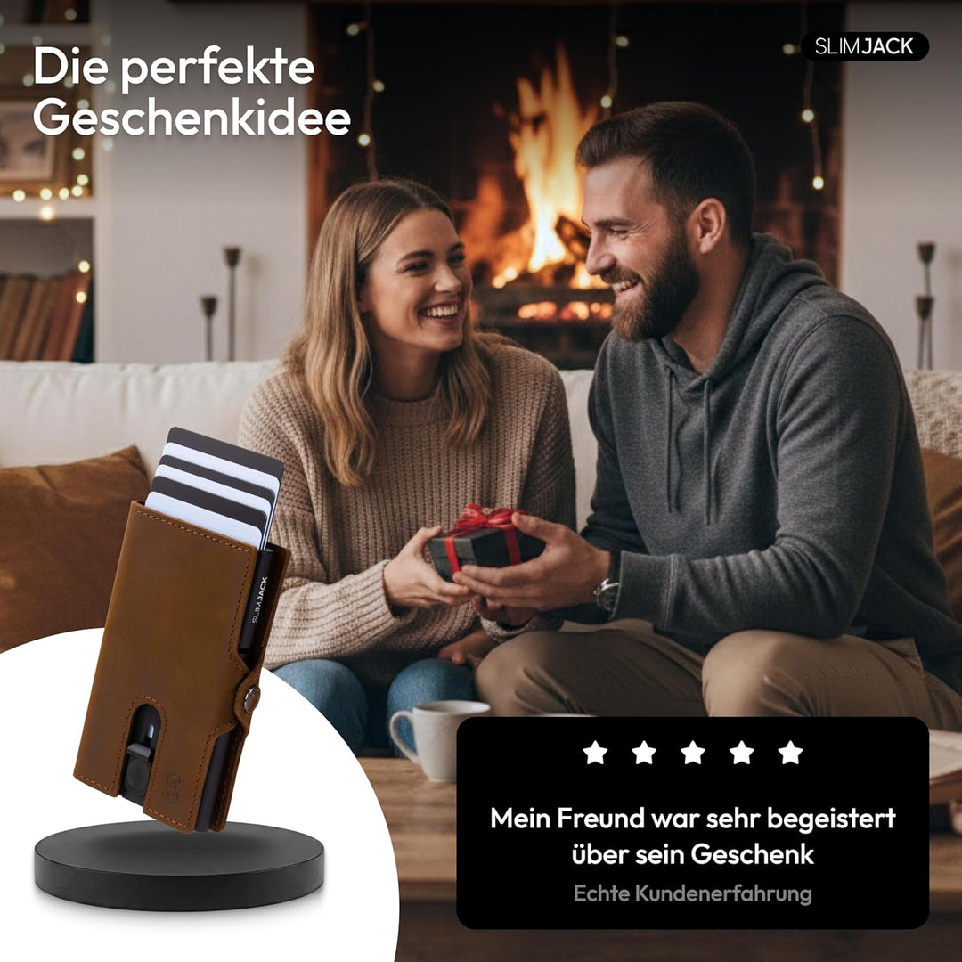 SlimJack® Jackster Wallet - Kreditkartenetui mit RFID-Schutz - Geldbeutel für Herren - Slim, mit Mün