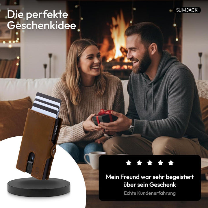 SlimJack® Jackster Wallet - Kreditkartenetui mit RFID-Schutz - Geldbeutel für Herren - Slim, mit Mün