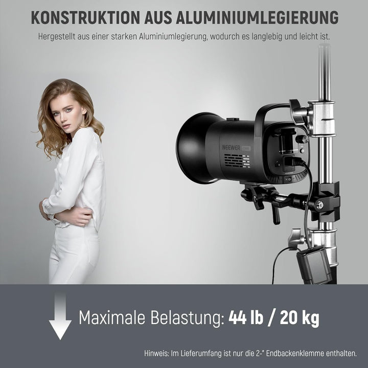 NEEWER 2" Endbacken Schraubstockgriff mit 5/8" Bolzen, Stahlschaft Endschraubstockklemme mit verstel