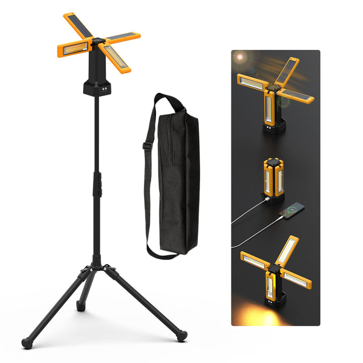 iodoo Solar-Akku LED Baustrahler mit Stativ, 13200mAh Kapazität Akku, 8000 Lumen Helligkeit LED Stra