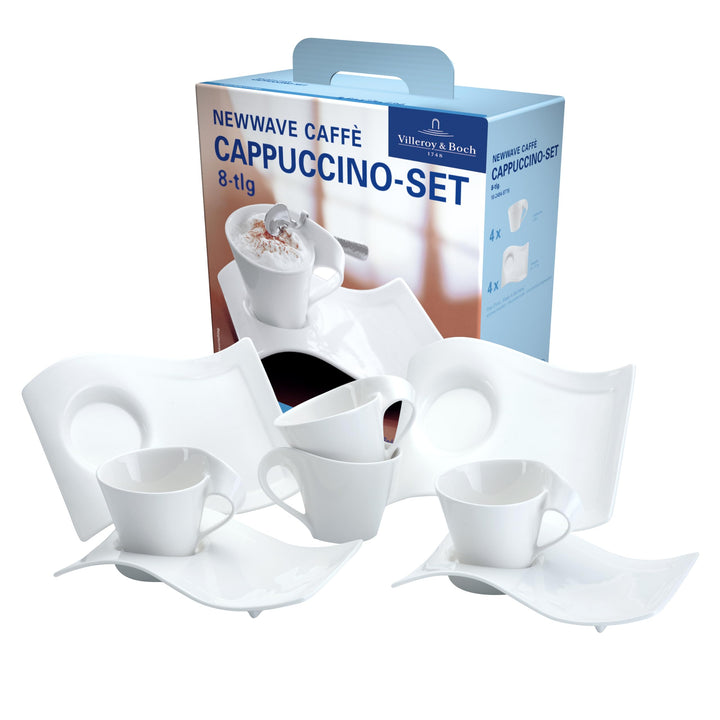 Villeroy &amp; Boch – NewWave Caffè Cappuccino Set 8-teilig für 4 Personen, Kaffeeservice weiss, Capucci