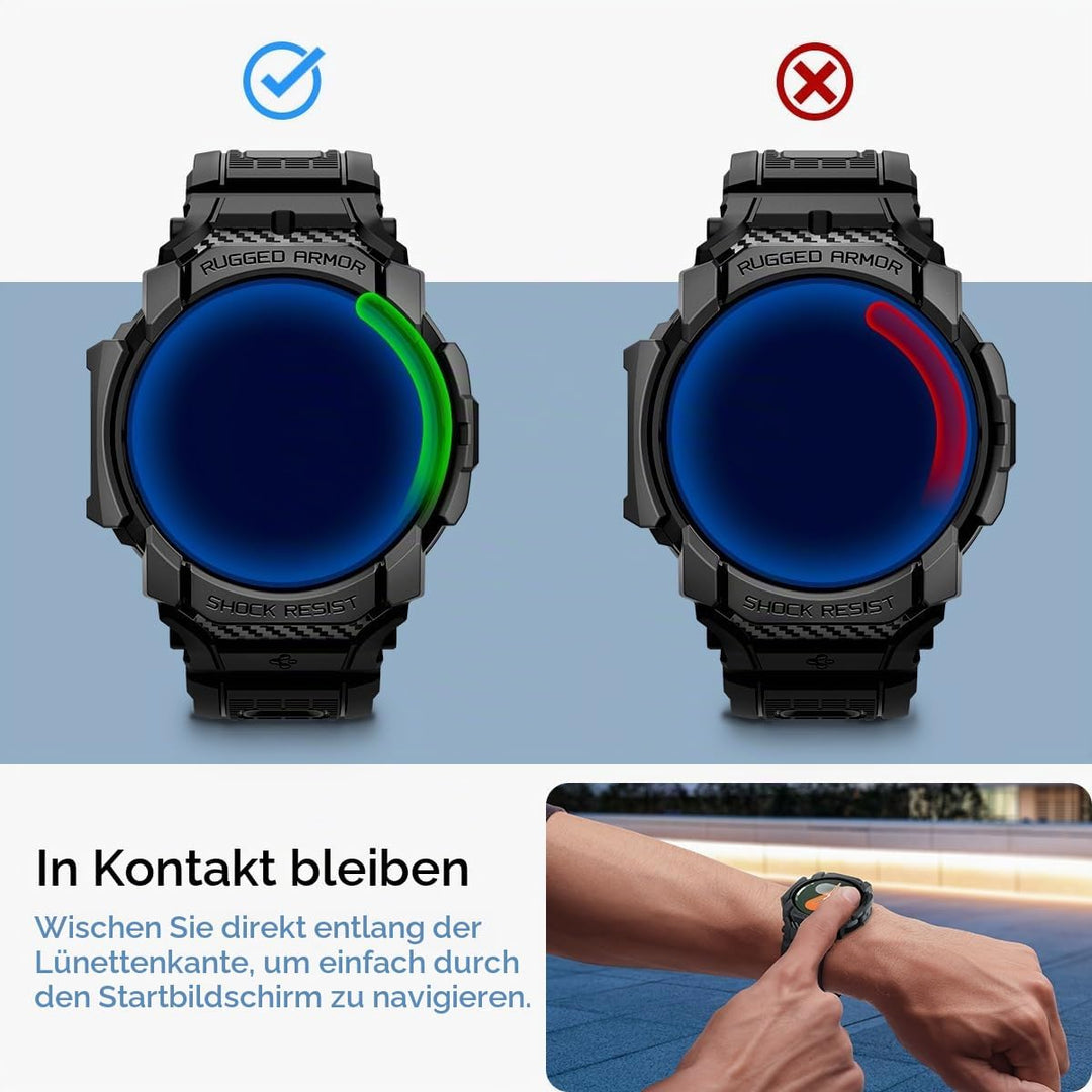 Spigen Rugged Armor Pro Hülle mit Armband Kompatibel mit Samsung Galaxy Watch 7 40mm (2024) - Matt S