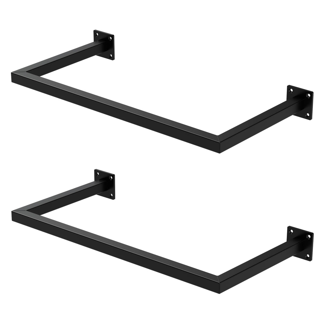 ML-Design 2er Set Kleiderstange Rechteck für die Wand, T30cm x B60cm, Schwarz, aus Stahl, Garderoben