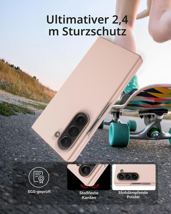 Miimall Handy Hülle für Samsung Z Fold 7 Slim Case mit Blickschutz Schutzglas, Induktives Laden Komp