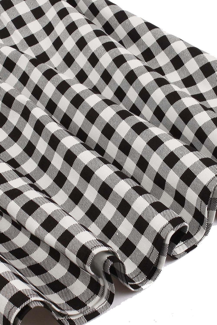 AXOE Damen Rockabilly Kleider 50er Jahre Baumwolle Gürtel L Weiss Karierter, L Weiss Karierter