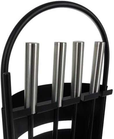 Kaminbesteck Kaminzubehör Set Kaminwerkzeug Ofenbesteck Schwarz 5-in-1-Set mit Besen, Schaufel, Eise