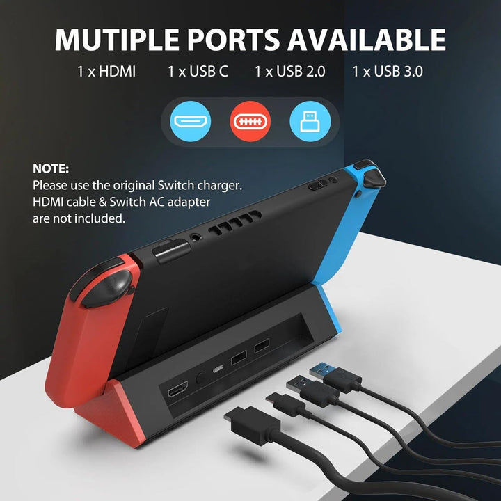 SiWiQU Switch Docking Station Kompatibel für Nintendo SwitchOLED, TV Dock mit 4K HDMI Port Type-C 2x