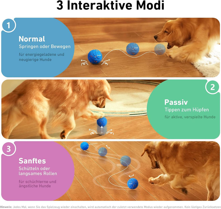 Cheerble Wicked Ball AIR - Interaktiver Hundeball mit 3 Spielmodi, Blau, Blau