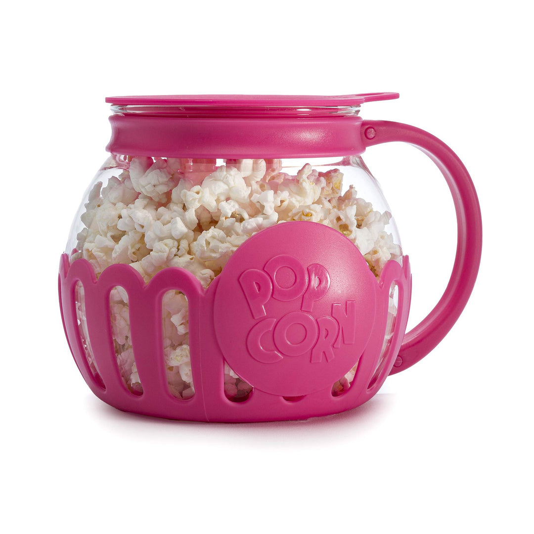Ecolution patentierter Micro-Pop Mikrowellen-Popcorn-Popper, Borosilikatglas, hot pink 1.5-Quart Sna