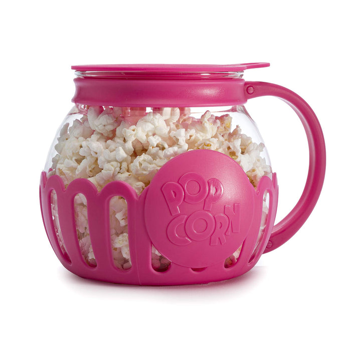 Ecolution patentierter Micro-Pop Mikrowellen-Popcorn-Popper, Borosilikatglas, hot pink 1.5-Quart Sna