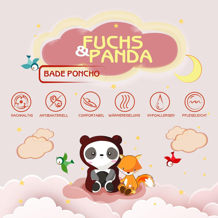 Fuchs&Panda® Badeponcho Extra Warm, Weich & Kuschelig (100% Bambus) | Für Baby & Kinder | Handtuch P