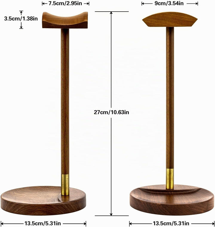 Headphone Stand für Schreibtisch, massiver Holz Gaming-Headset-Ständer, Holz-Headphone-Halter mit St