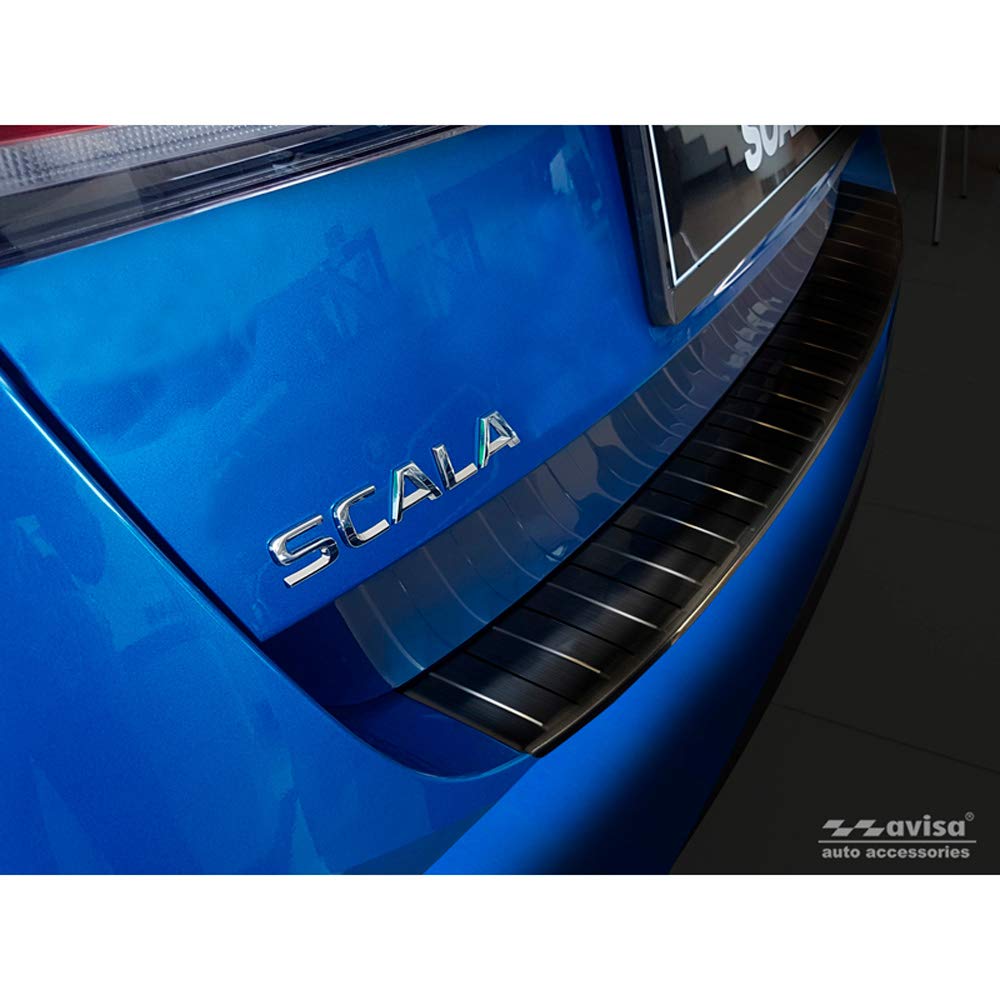 Avisa Schwarz Edelstahl Heckstossstangenschutz kompatibel mit Skoda Scala 2019-2024 & Facelift 2024-