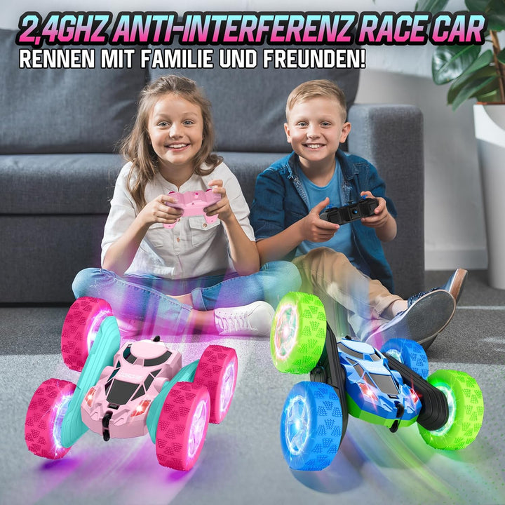 cosone Ferngesteuertes Auto für Kinder RC Stunt Cars mit coolem Rad Lichter 360° drehend Jungen Spie