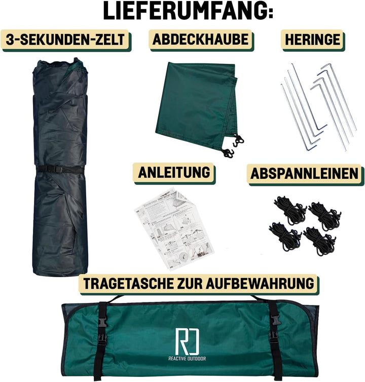 Reactive Outdoor Zelt - 3 Sekunden Zelt - 3 Sekunden Instant Pop Up Zelt - Einfache und schnelle Ein